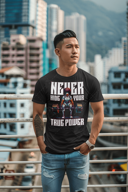 Never Hide Your True Power – Cyberpunk Strength T-Shirt 💪🤖