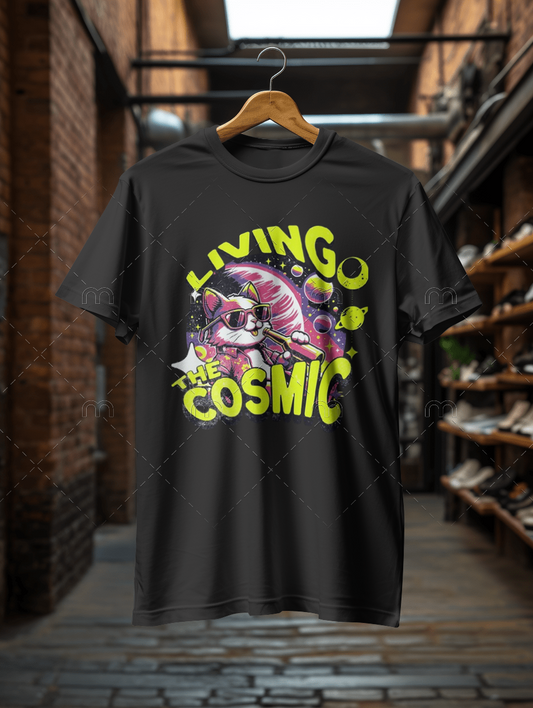 Living the Cosmic – Space Cat T-Shirt 🪐✨